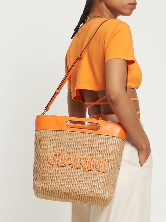 GANNI: Medium craft raffia tote bag - women_1 | Luisa Via Roma