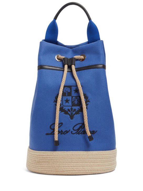 Loro Piana: Sailor canvas bucket bag - Navy - women_0 | Luisa Via Roma