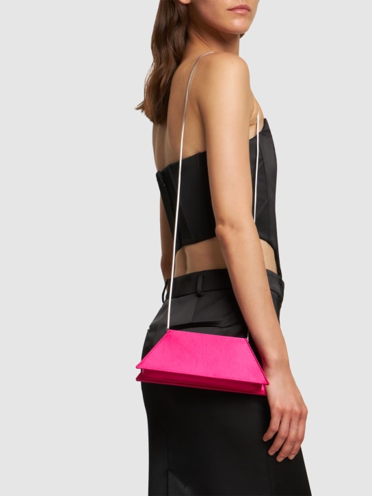 Amina Muaddi: Amini Yigit satin clutch - Raspberry - women_1 | Luisa Via Roma