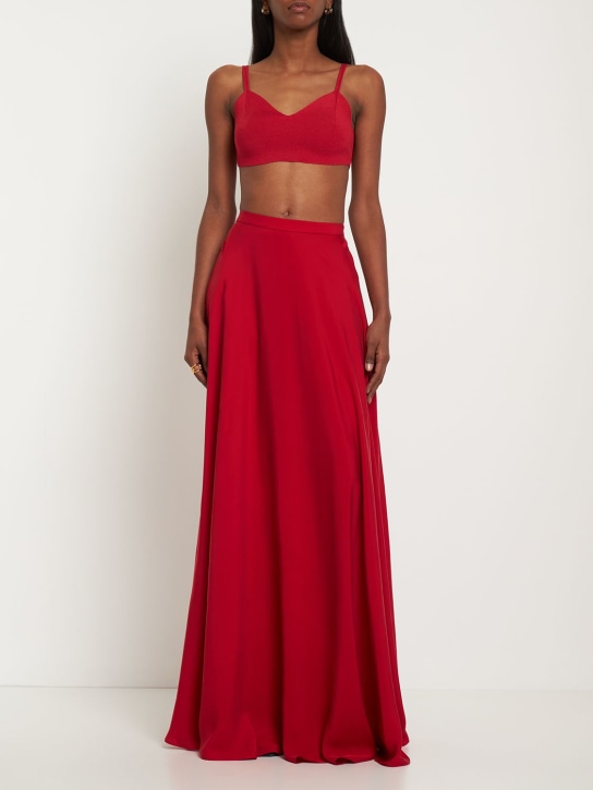 Ralph Lauren Collection: Jupe longue en satin Maguire - Rouge - women_1 | Luisa Via Roma