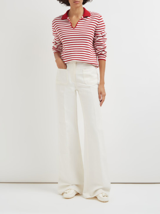 Loro Piana: Danbeth linen & cotton wide pants - White - women_1 | Luisa Via Roma