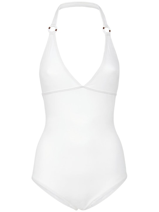 Loro Piana: Ring marine jersey one piece swim suit - Beyaz - women_0 | Luisa Via Roma