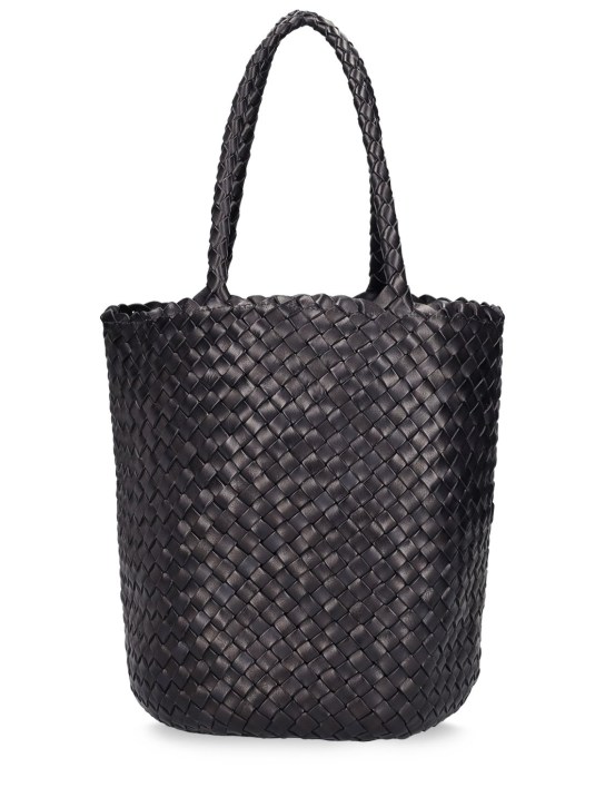 Dragon Diffusion: Hand braided leather straps basket bag - Siyah - women_0 | Luisa Via Roma