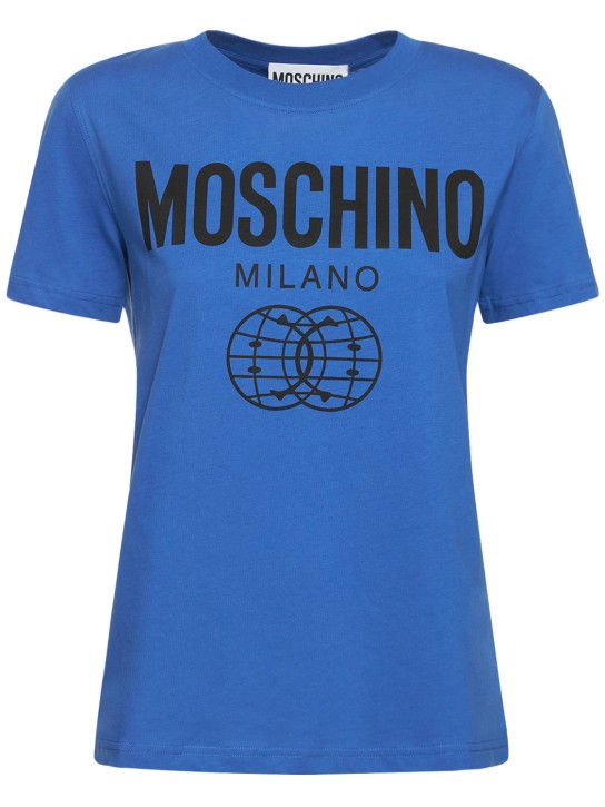 Moschino: Smiley コットンジャージーTシャツ - women_0 | Luisa Via Roma