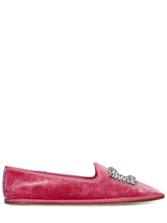 Roger Vivier: 10mm Friulane velvet loafers - Pink - women_0 | Luisa Via Roma
