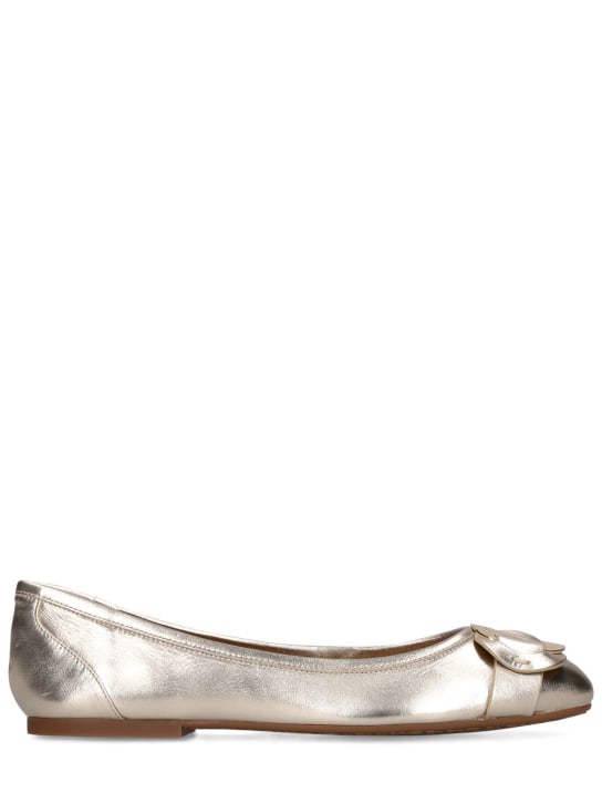 See By Chloé: 10mm Chany leather ballerina flats - Light Gold - women_0 | Luisa Via Roma