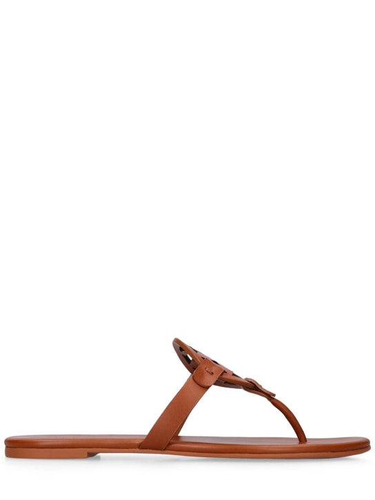 Tory Burch: 10mm Miller leather sandals - Açık Kahverengi - women_0 | Luisa Via Roma