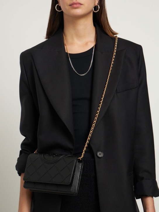 Tory Burch: Fleming soft leather shoulder bag - Black - women_1 | Luisa Via Roma