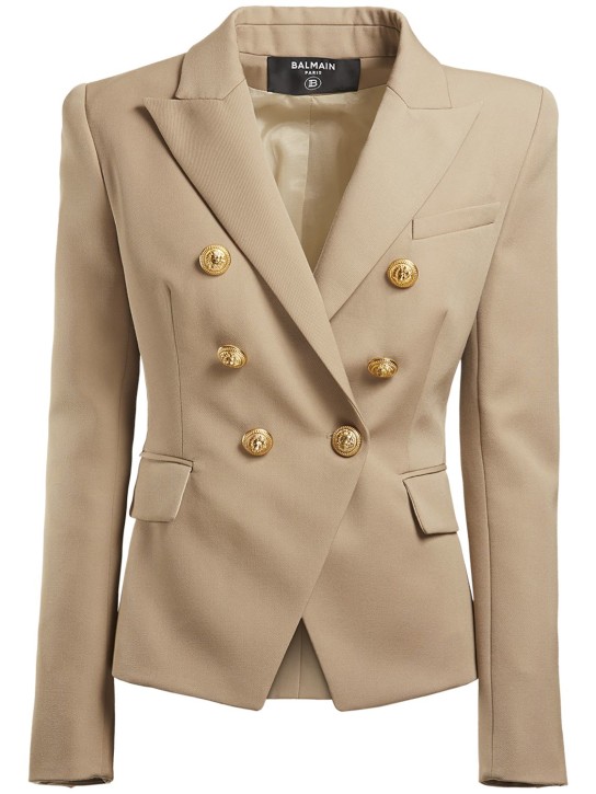 Balmain: Wool grain de poudre blazer - women_0 | Luisa Via Roma