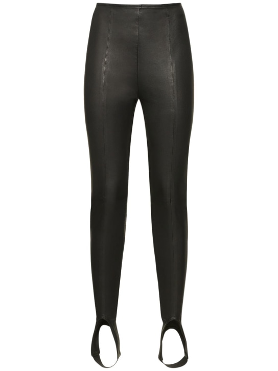Balmain: Pantalon skinny en cuir taille haute - Noir - women_0 | Luisa Via Roma