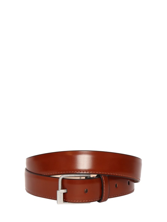 Maison Margiela: 30mm Brushed calfskin leather belt - Tan - men_0 | Luisa Via Roma