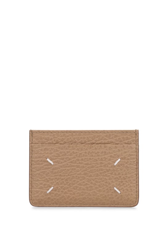 Maison Margiela: Porte-cartes en cuir grainé à 3 fentes - Chamois - men_1 | Luisa Via Roma
