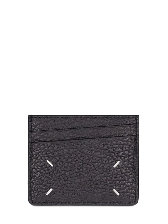 Maison Margiela: Grainy leather 5 card holder - Black - men_1 | Luisa Via Roma