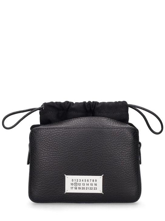 Maison Margiela: Medium grainy leather camera bag - Siyah - men_0 | Luisa Via Roma