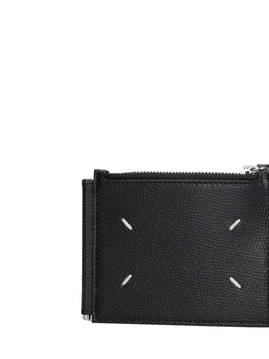 Maison Margiela: Grained leather wallet - Black - men_1 | Luisa Via Roma