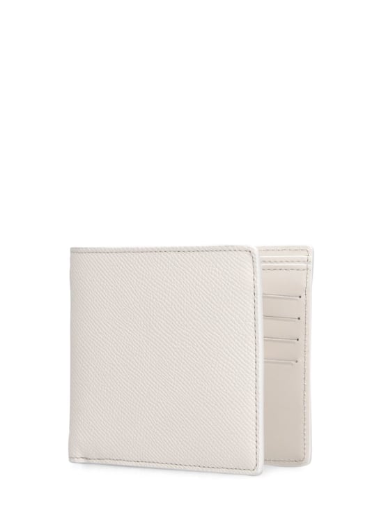Maison Margiela: Logo grainy leather billfold wallet - White - men_1 | Luisa Via Roma