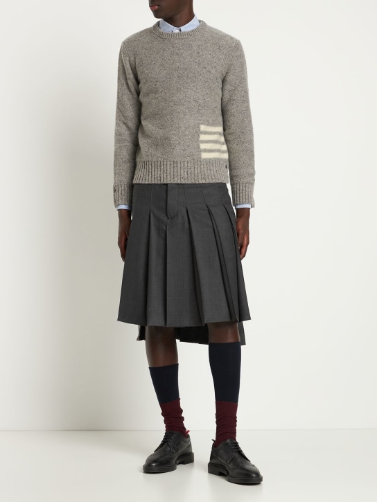 Thom Browne: Crewneck sweater w/ 4 stripes - men_1 | Luisa Via Roma