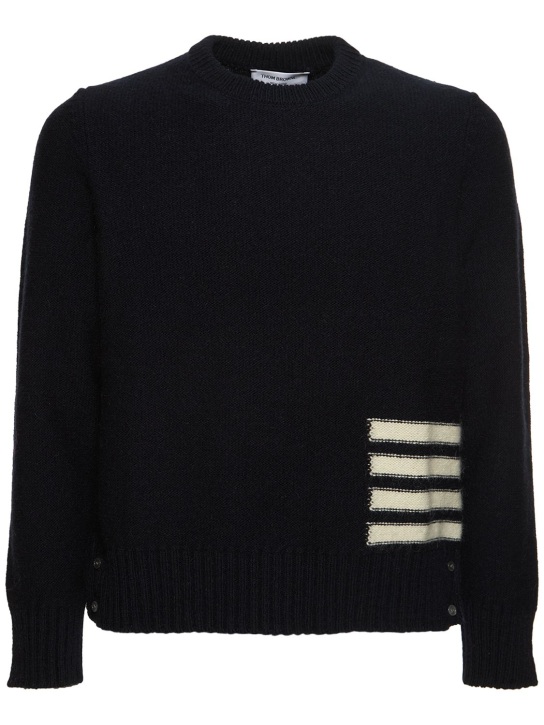 Thom Browne: Crewneck sweater w/ 4 stripes - men_0 | Luisa Via Roma