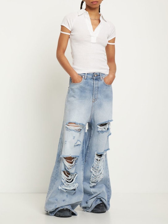 VETEMENTS: Jeans baggy de denim de algodón - women_1 | Luisa Via Roma