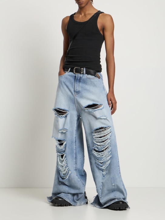 VETEMENTS: Jeans baggy de denim de algodón - men_1 | Luisa Via Roma