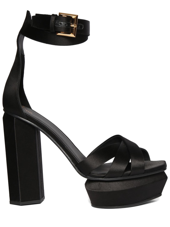 Balmain: 95mm Ava platform poly sandals - Black - women_0 | Luisa Via Roma