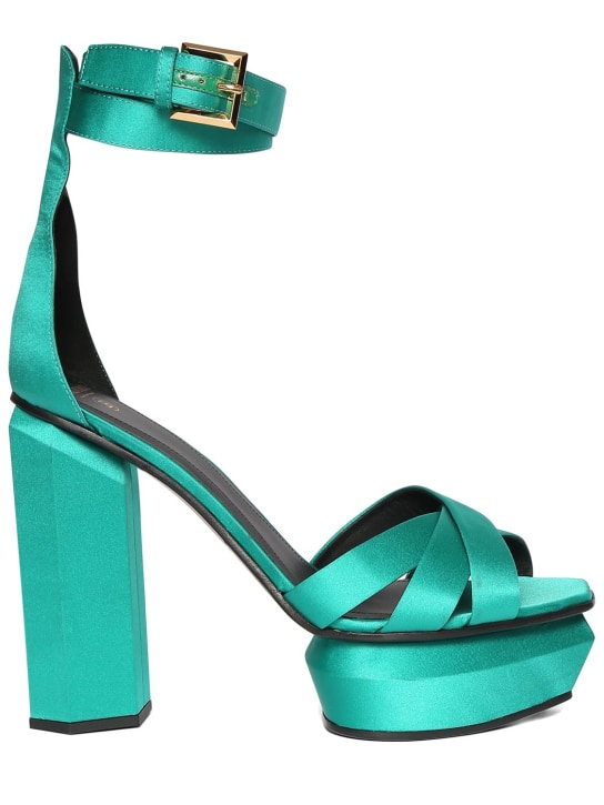 Balmain: 95mm Ava platform poly sandals - Green - women_0 | Luisa Via Roma