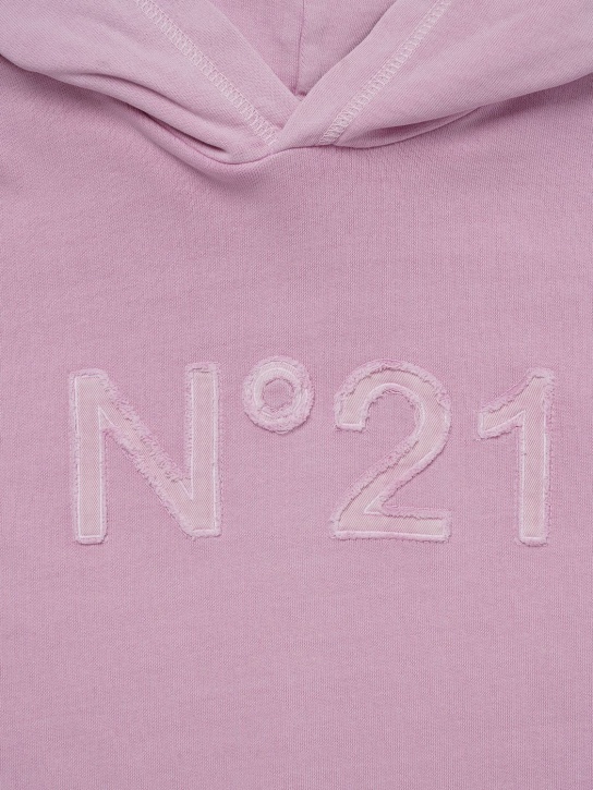 N°21: Cotton hoodie w/ logo patch - Pembe - kids-girls_1 | Luisa Via Roma