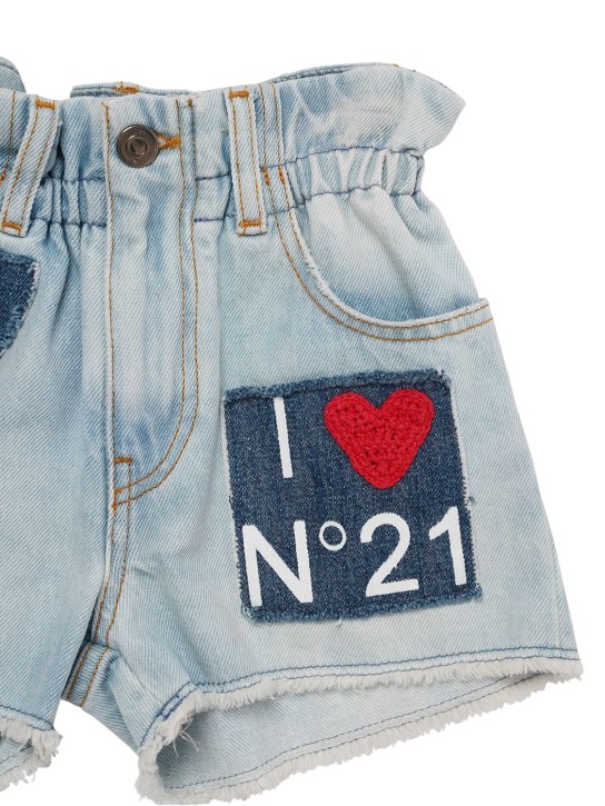 N°21: Short en denim de coton avec patch logo - kids-girls_1 | Luisa Via Roma
