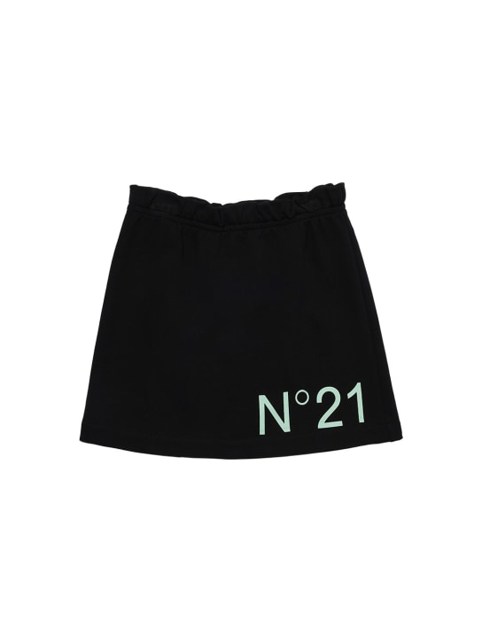 N°21: Falda de algodón con logo - Negro - kids-girls_0 | Luisa Via Roma