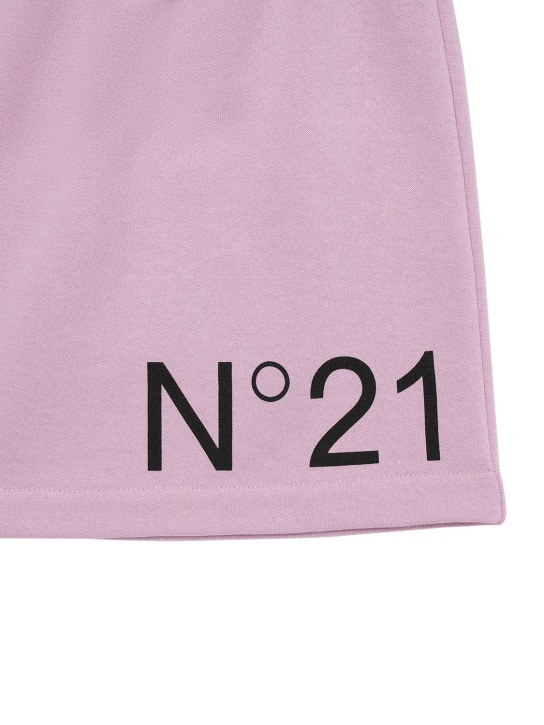 N°21: Jupe en molleton de coton imprimé logo - Rose - kids-girls_1 | Luisa Via Roma