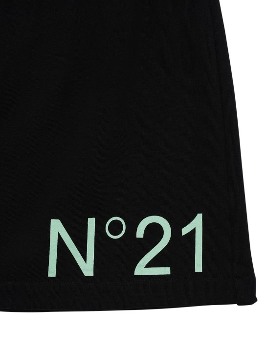 N°21: Jupe en molleton de coton imprimé logo - Noir - kids-girls_1 | Luisa Via Roma