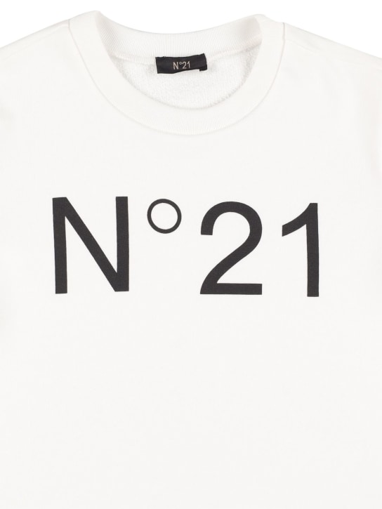 N°21: Logo printed cotton sweatshirt - Beyaz - kids-boys_1 | Luisa Via Roma