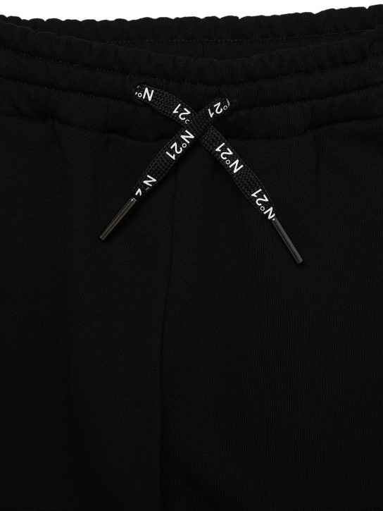 N°21: Logo printed cotton sweatpants - Black - kids-girls_1 | Luisa Via Roma