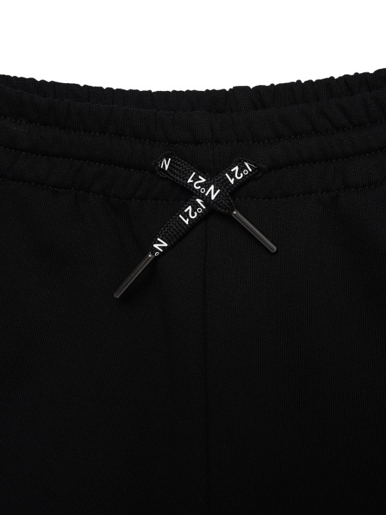 N°21: Logo printed cotton shorts - Black - kids-girls_1 | Luisa Via Roma