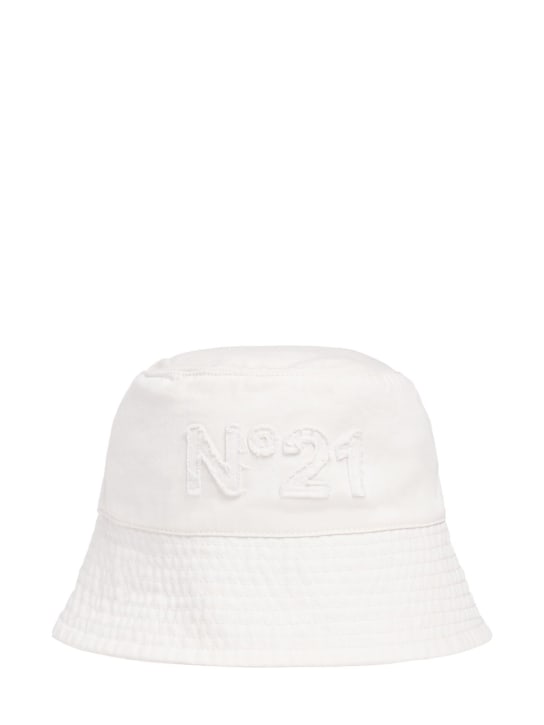 N°21: Cappello bucket in cotone con logo - Bianco - kids-girls_0 | Luisa Via Roma