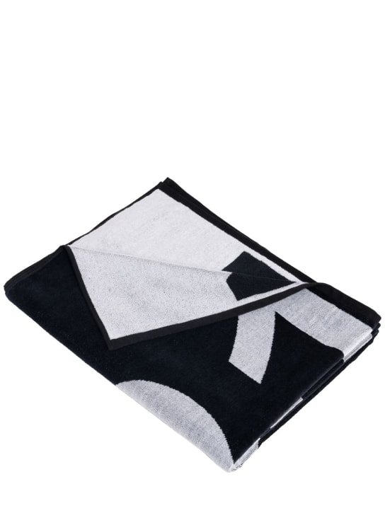 N°21: Logo print cotton terry beach towel - Black - kids-girls_1 | Luisa Via Roma