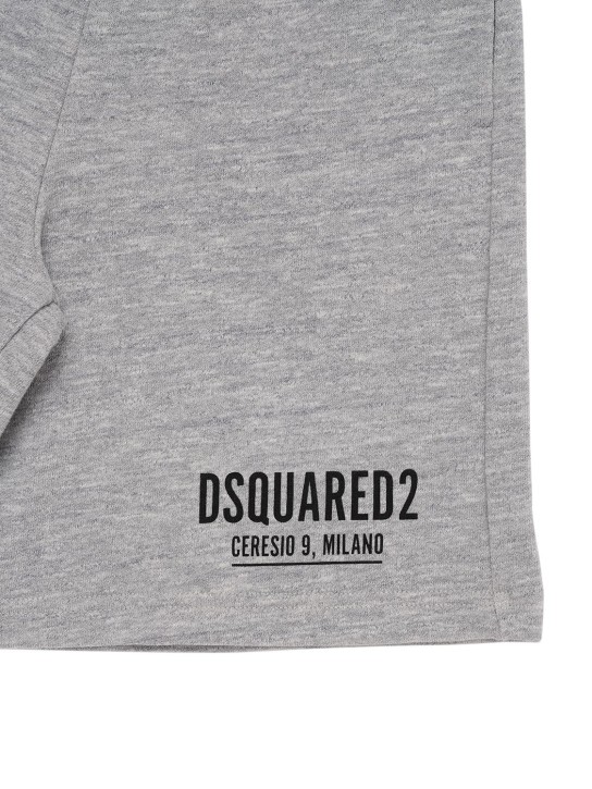 Dsquared2: Logo print cotton sweat shorts - Grey - kids-girls_1 | Luisa Via Roma