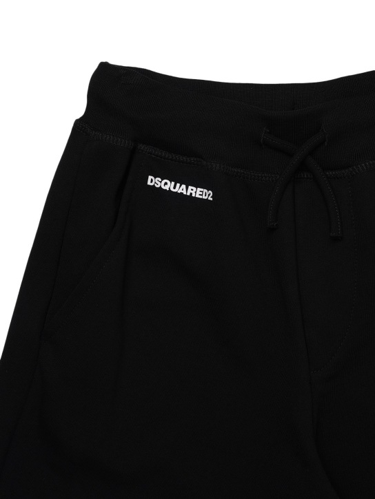 Dsquared2: Shorts de algodón con logo estampado - Negro - kids-boys_1 | Luisa Via Roma