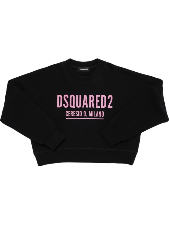 Dsquared2: コットンスウェットシャツ - ブラック - kids-girls_0 | Luisa Via Roma