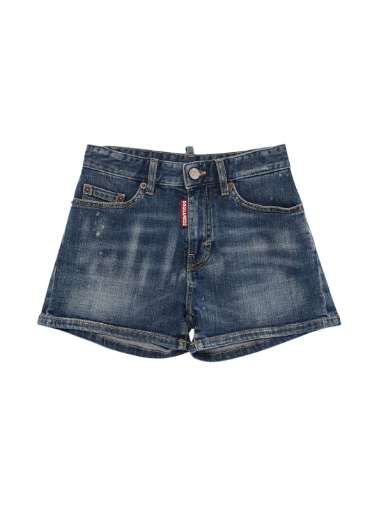 Dsquared2: Shorts de denim de algodón stretch - Denim - kids-girls_0 | Luisa Via Roma