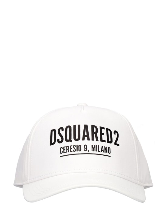 Dsquared2: Casquette en coton à logo caoutchouté - Blanc - kids-boys_0 | Luisa Via Roma