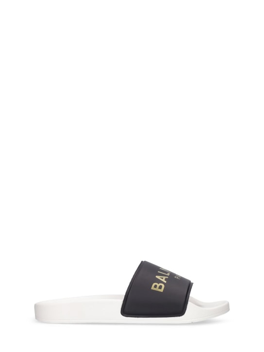 Fendi logo slip on on sale sandals