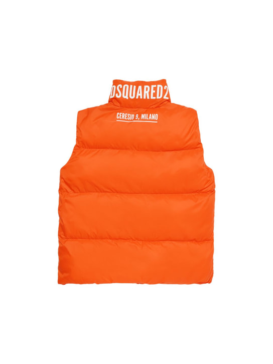 Dsquared2: Nylon puffer vest w/logo - Orange - kids-girls_0 | Luisa Via Roma