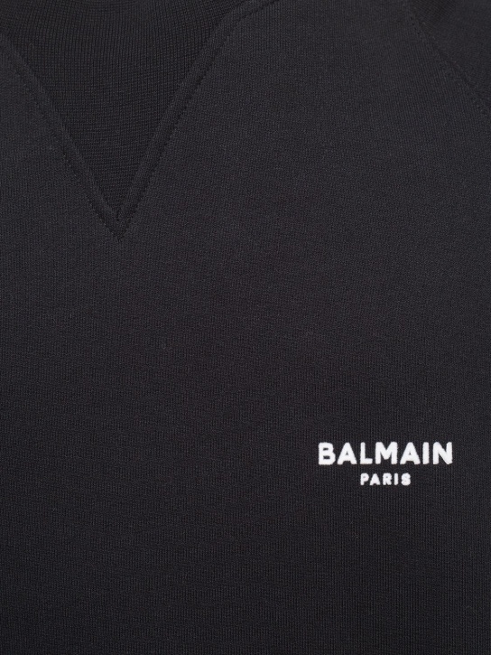 Balmain: Logo detail flocked sweatshirt - men_3 | Luisa Via Roma