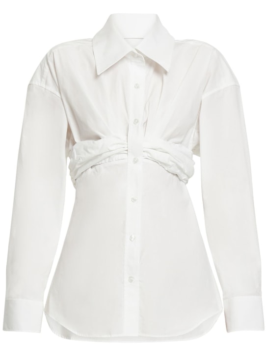 Alexander Wang: Ruched bandeau overlay cotton shirt - women_0 | Luisa Via Roma