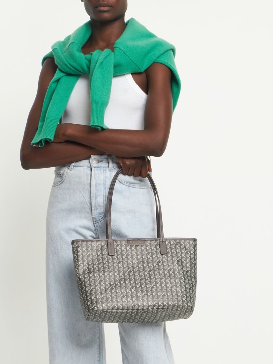 Tory Burch: Small coated cotton zip tote bag - Grey - women_1 | Luisa Via Roma