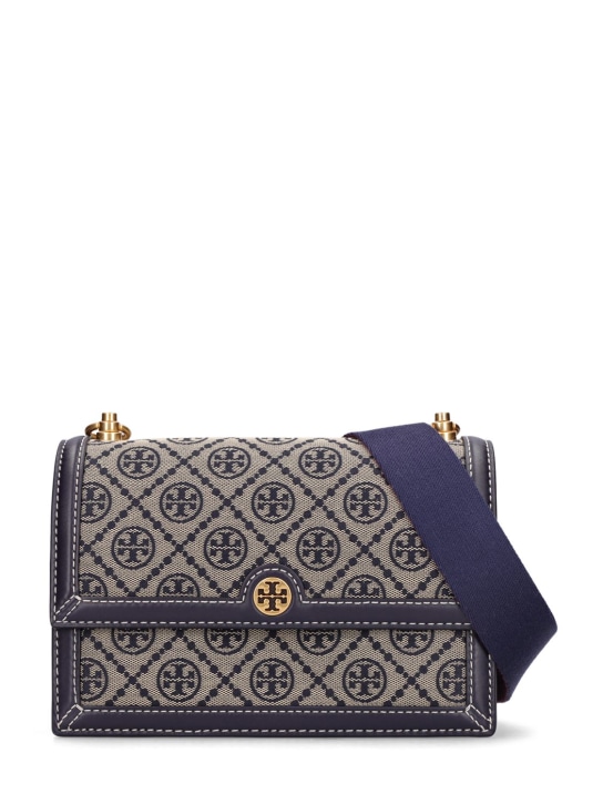 Tory Burch: Small T monogram canvas shoulder bag - women_0 | Luisa Via Roma