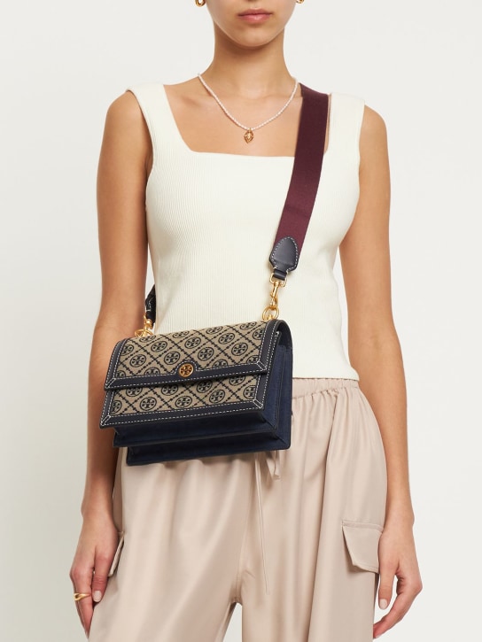 Tory Burch: Small T monogram canvas shoulder bag - women_1 | Luisa Via Roma