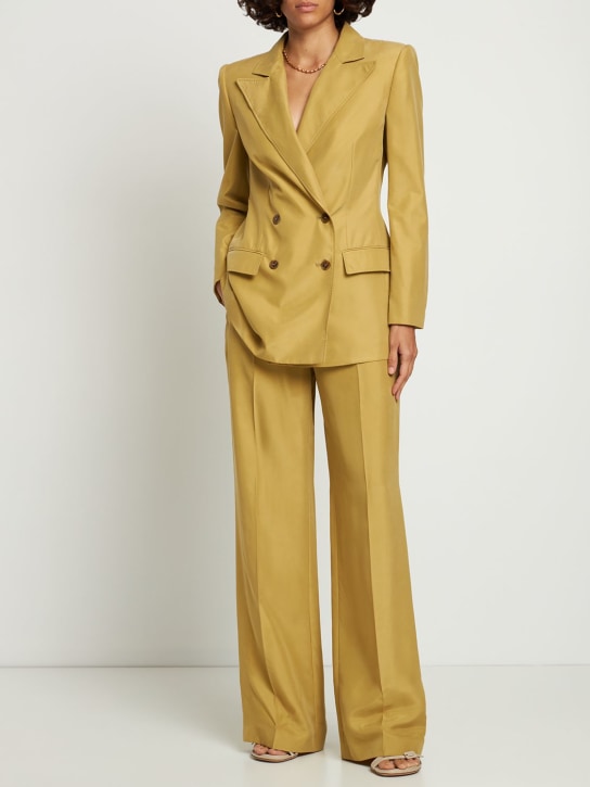 Habotai silk double breasted blazer - Thumbnail 2