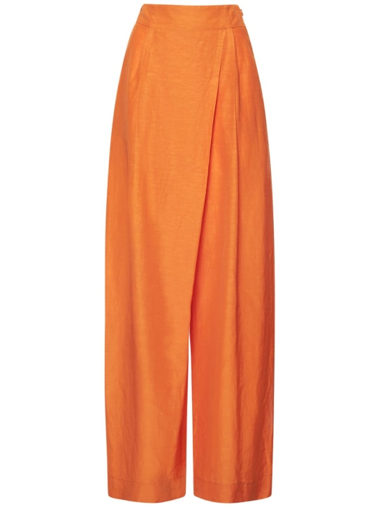 Alberta Ferretti: Twill high waist wide pants - women_0 | Luisa Via Roma